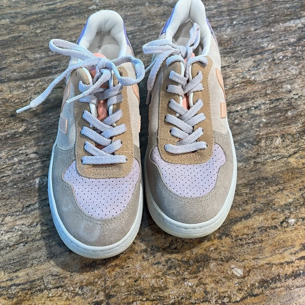 Veja V-10 Sneaker Multi-Color Peach Suede Sz 7 Women’s - Picture 3 of 8